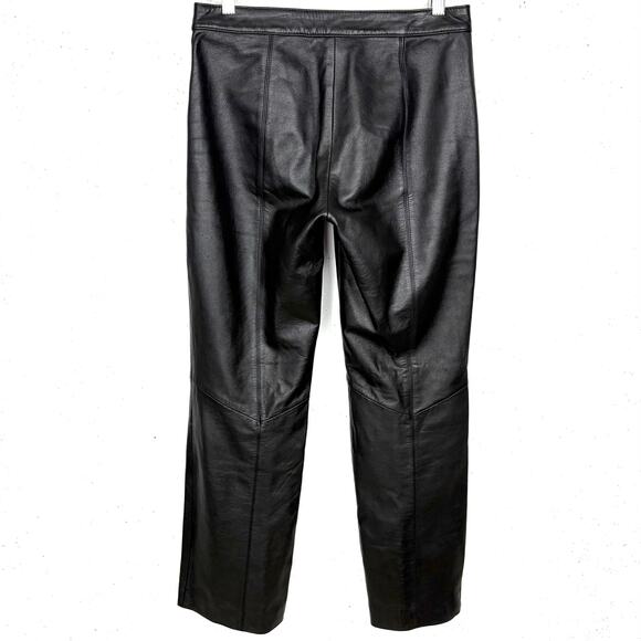 Vintage Wilsons Maxima Leather Pants Zipper Pockets Straight Leg Black Size 4 - Picture 2 of 11
